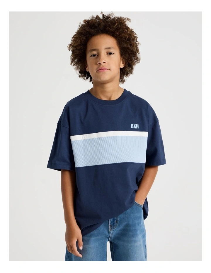 Short Sleeve Splice Tee in Navy image 4