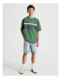 Short Sleeve Splice Tee in Khaki