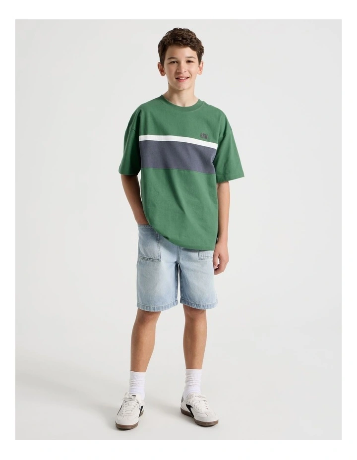 Short Sleeve Splice Tee in Khaki image 1