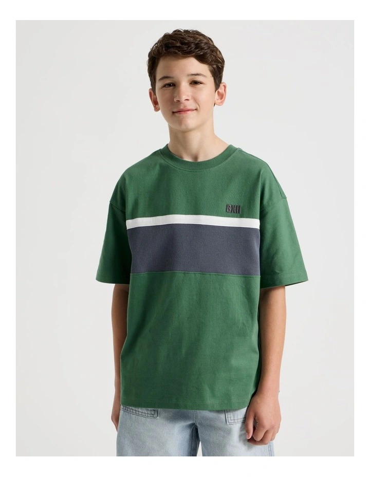 Short Sleeve Splice Tee in Khaki image 2