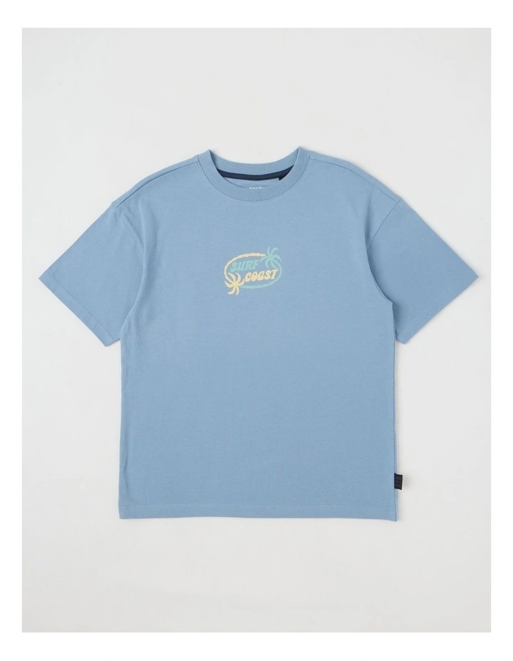 The Edit Short Sleeve Print Tee in Palm/Blue image 1