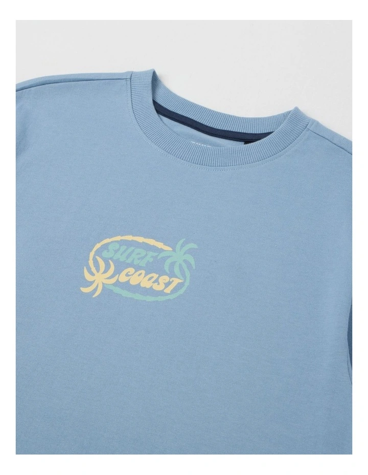 The Edit Short Sleeve Print Tee in Palm/Blue image 2