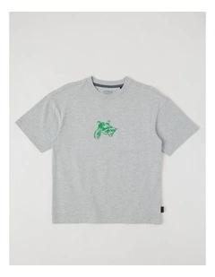 The Edit Short Sleeve Print Tee in Bike/Grey