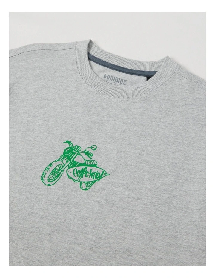 The Edit Short Sleeve Print Tee in Bike/Grey image 2