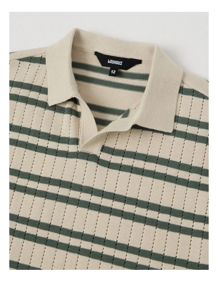 Short Sleeve Knit Polo in Stone image 2