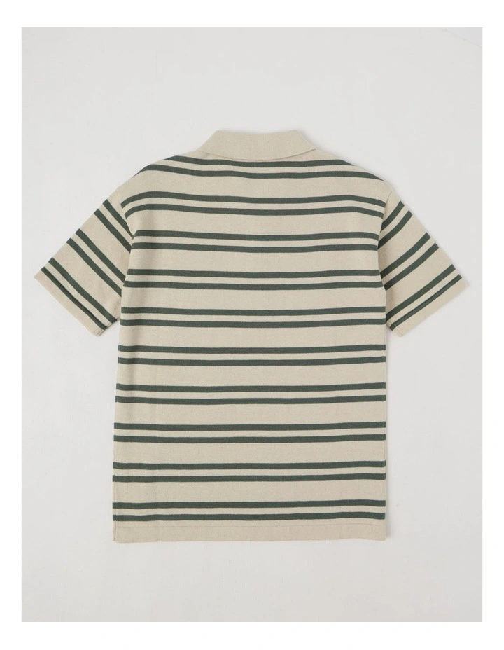 Short Sleeve Knit Polo in Stone image 3