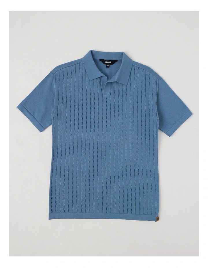 Short Sleeve Knit Polo in Blue image 1