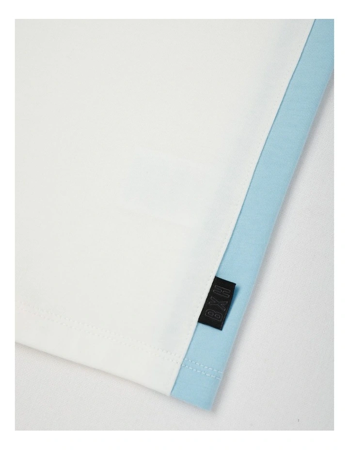 Colourblock Tee with Logo in White/Blue image 4