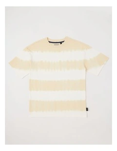 Short Sleeve Tie Dye Tee in Sand/White