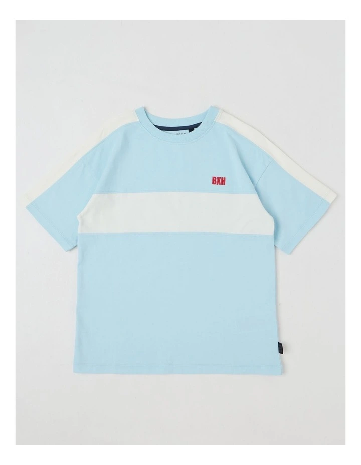 Short Sleeve Splice Tee in Blue/White image 1