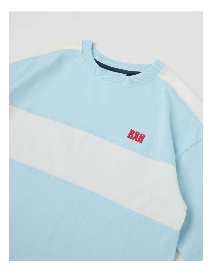 Short Sleeve Splice Tee in Blue/White image 2