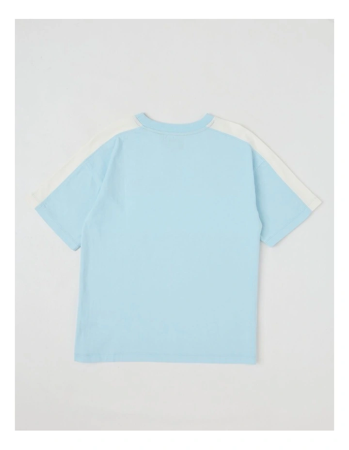 Short Sleeve Splice Tee in Blue/White image 3