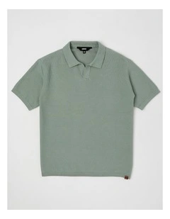 Knit Polo Top in Sage