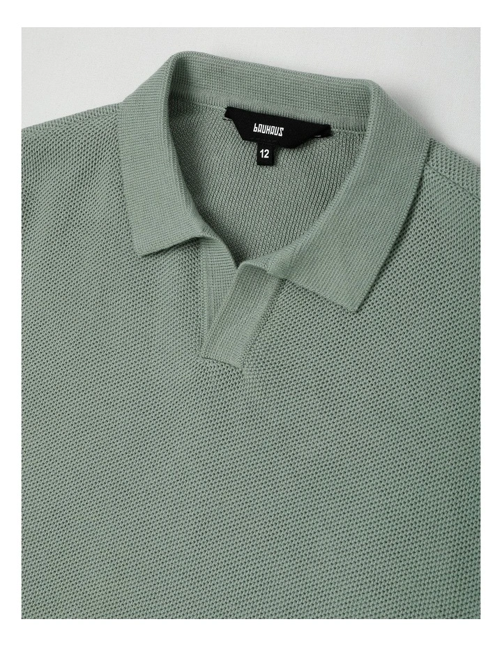Knit Polo Top in Sage image 2