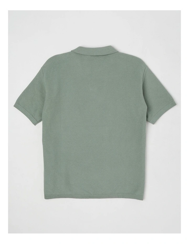 Knit Polo Top in Sage image 3