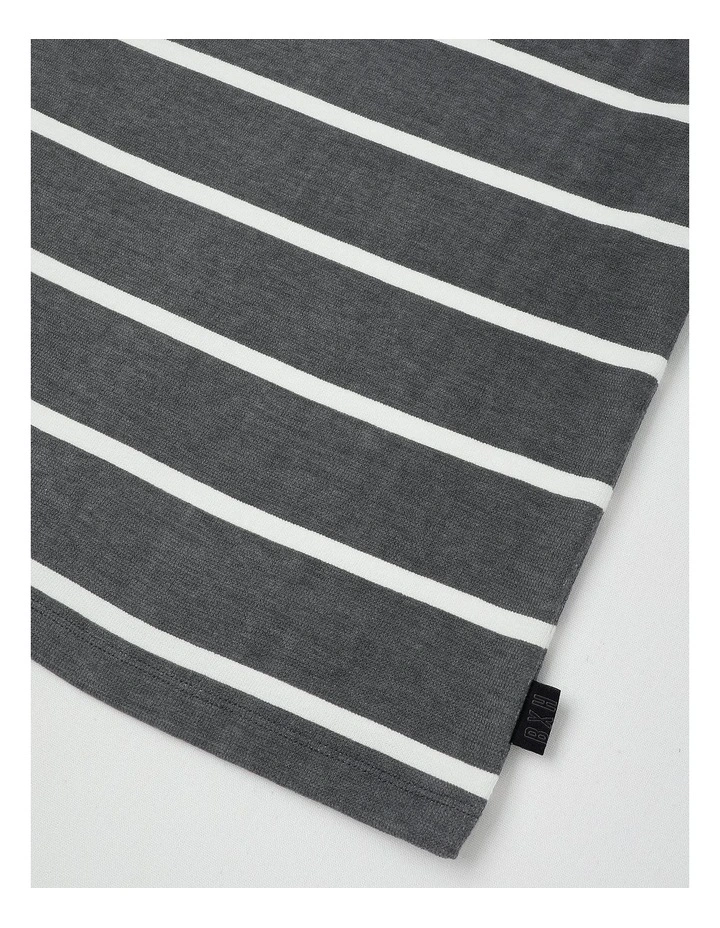 Relaxed Terry Polo in Charcoal/White Stripe image 4