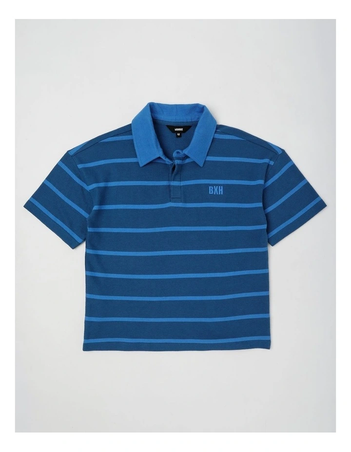 Relaxed Terry Polo in Navy/Blue Stripe image 1