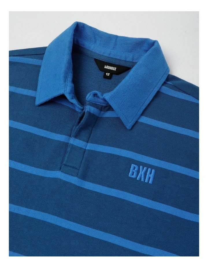 Relaxed Terry Polo in Navy/Blue Stripe image 2