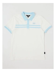 Short Sleeve Splice Polo Shirt in White