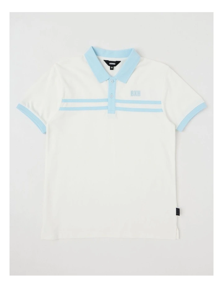 Short Sleeve Splice Polo Shirt in White image 1