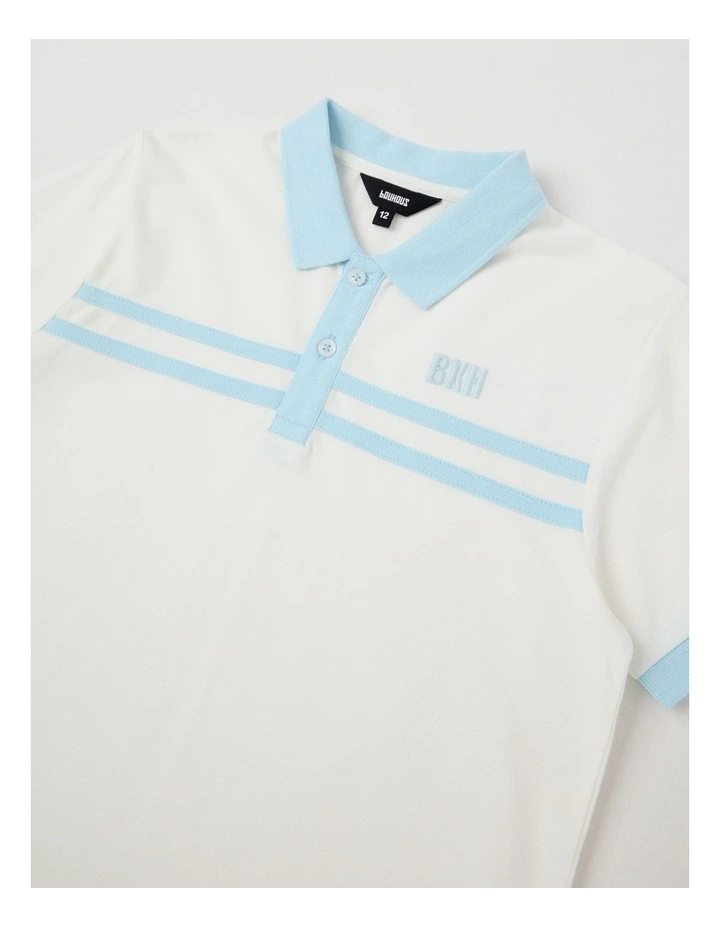 Short Sleeve Splice Polo Shirt in White image 2