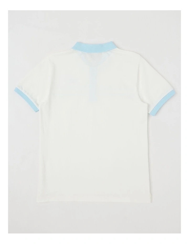 Short Sleeve Splice Polo Shirt in White image 3