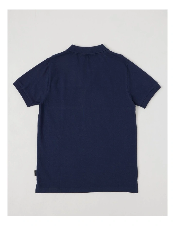 Short Sleeve Splice Polo Shirt in Navy/Khaki image 3