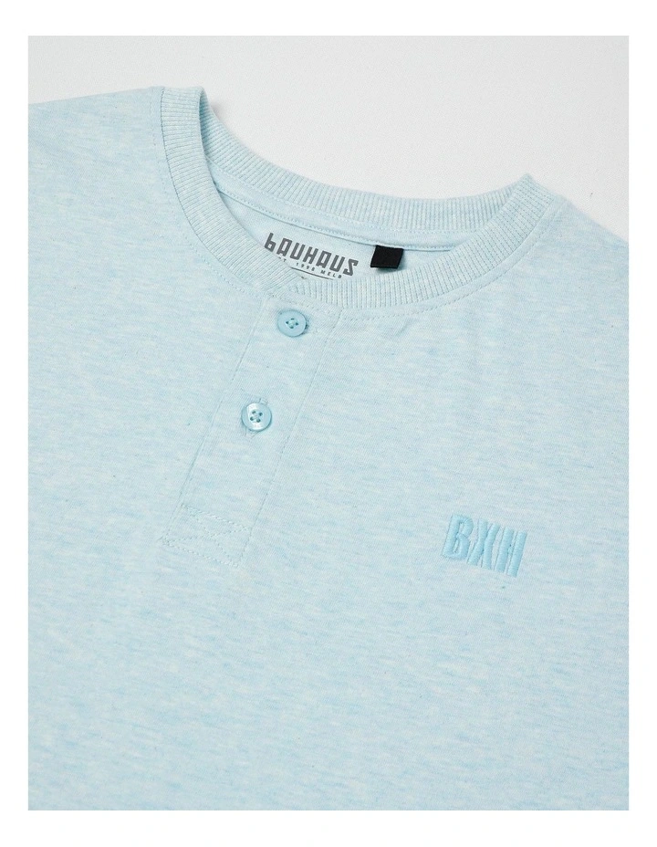 Short Sleeve Henley Tee in Blue Marle image 2