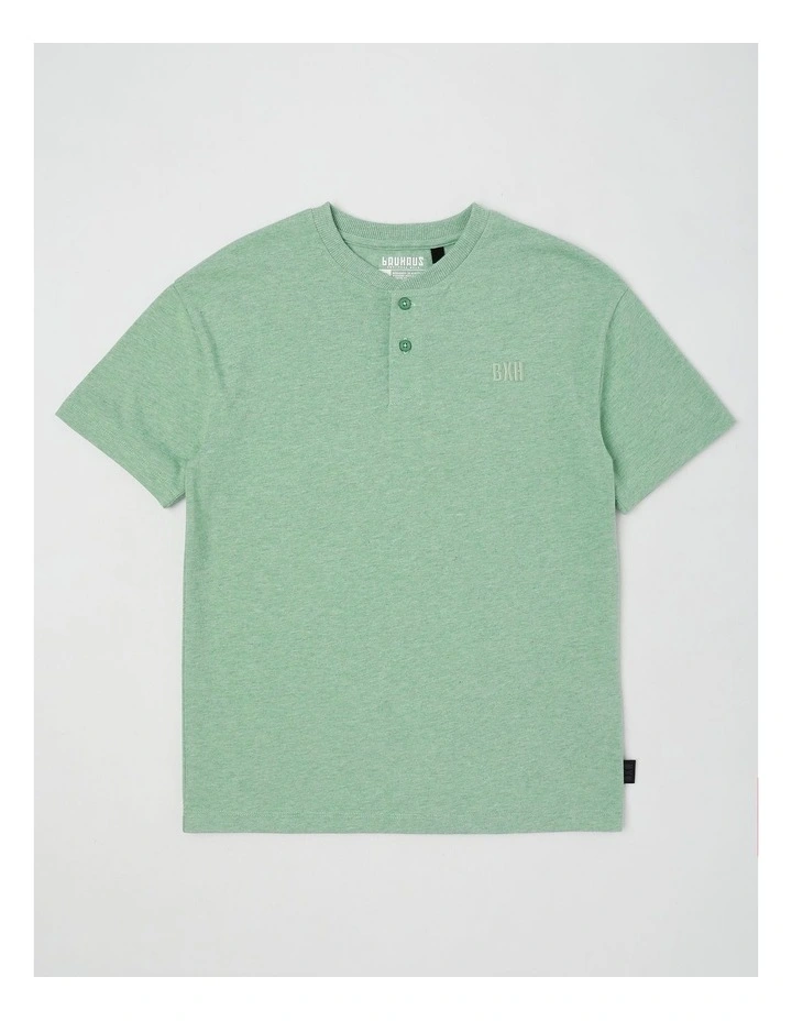 Short Sleeve Henley Tee in Khaki Marle image 1