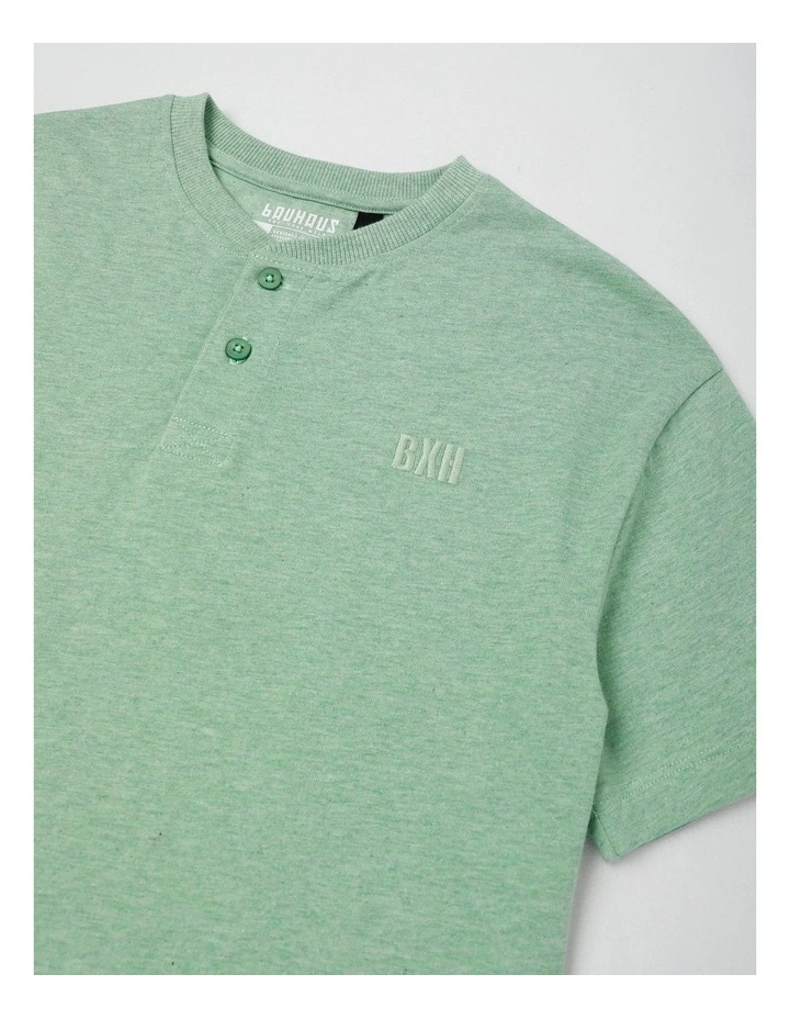 Short Sleeve Henley Tee in Khaki Marle image 2