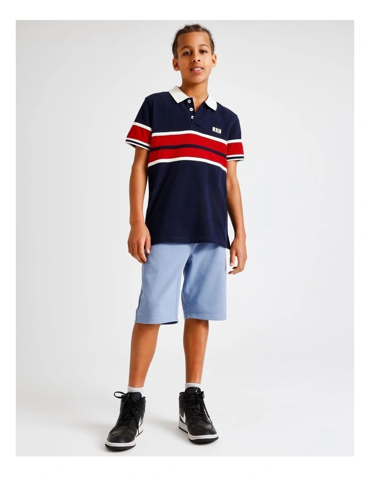 Splice Polo Shirt in Navy and Red image 3