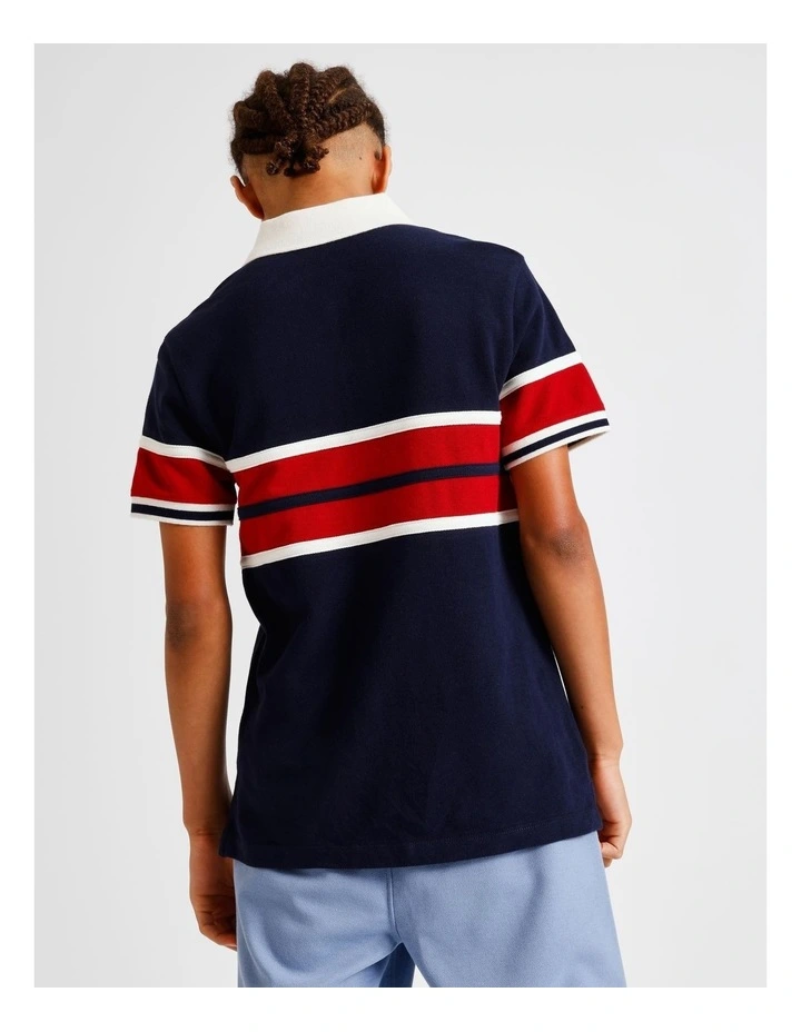 Splice Polo Shirt in Navy and Red image 4