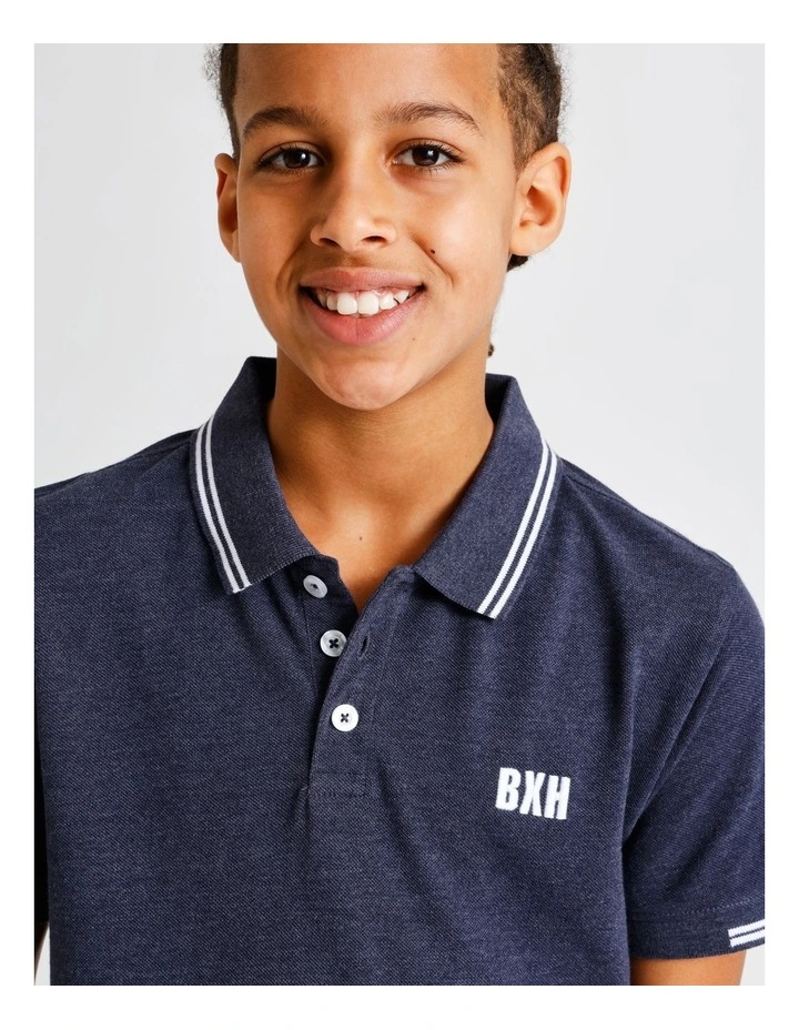 Polo Shirt in Navy Marle image 2