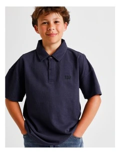 Relaxed Terry Polo in Navy