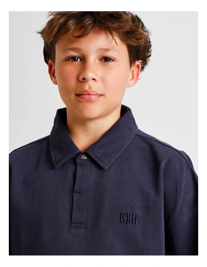 Relaxed Terry Polo in Navy image 2