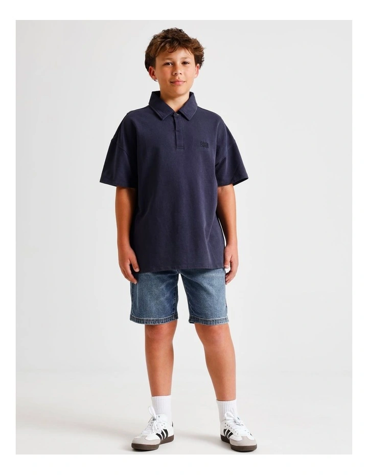 Relaxed Terry Polo in Navy image 4
