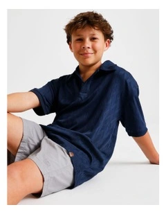 Jacquard Textured Polo in Blue