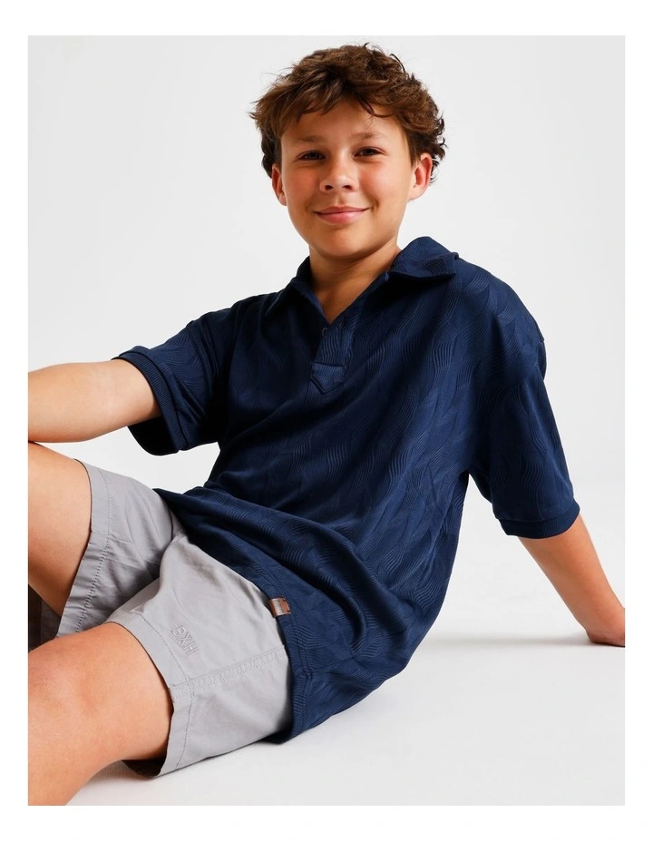 Jacquard Textured Polo in Blue image 1