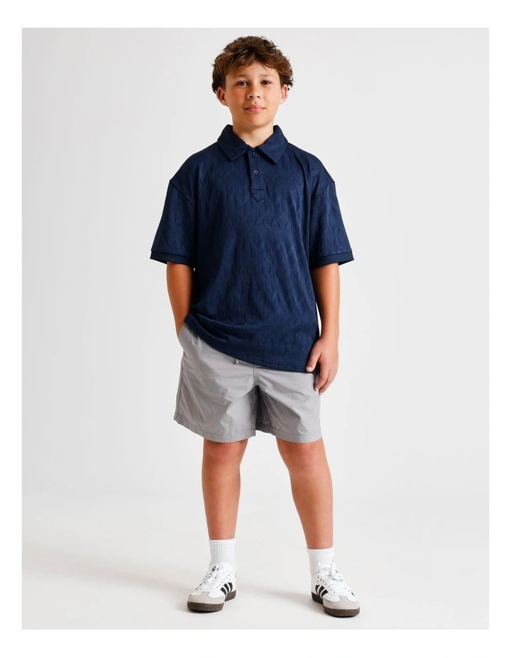 Jacquard Textured Polo in Blue image 2