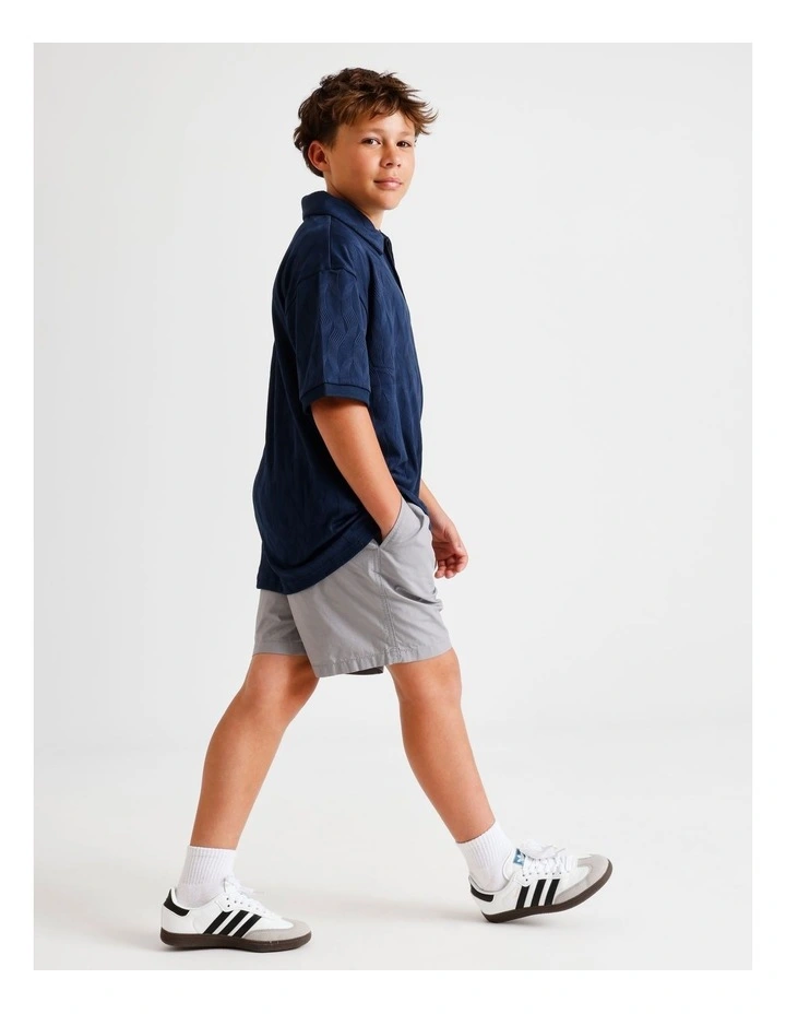 Jacquard Textured Polo in Blue image 5