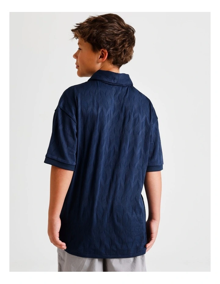Jacquard Textured Polo in Blue image 6