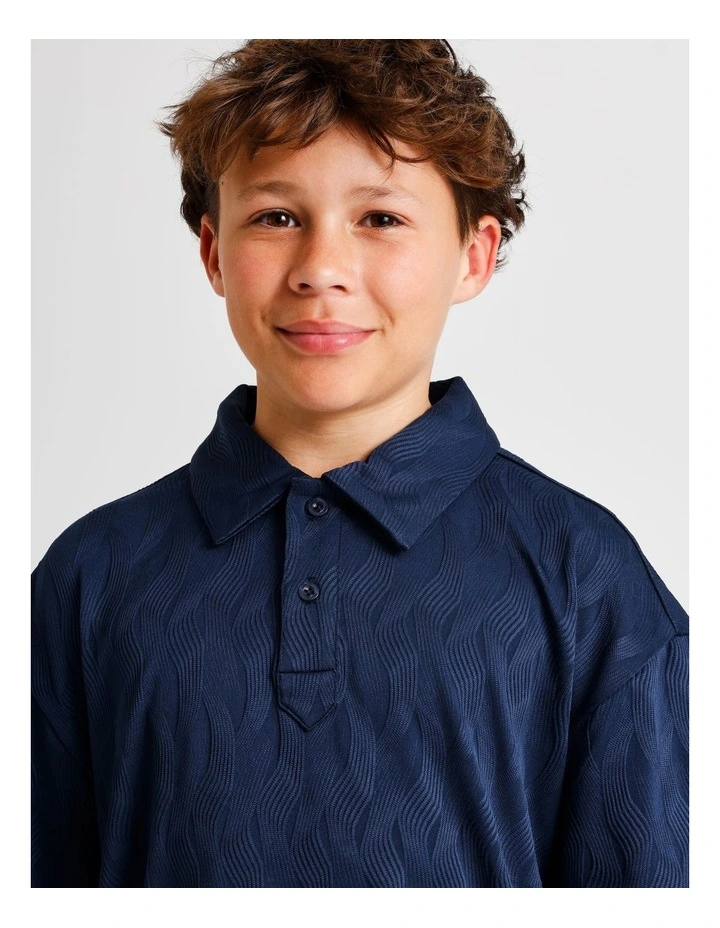 Jacquard Textured Polo in Blue image 7