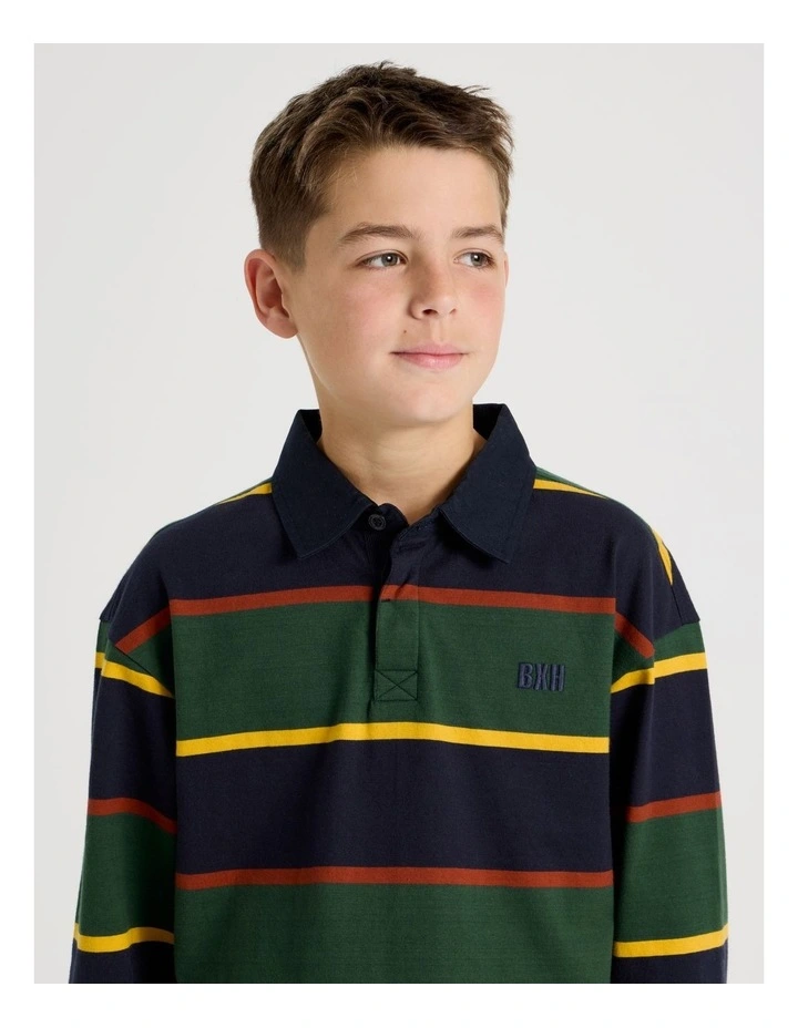 Long Sleeve Rugby Polo in Multicolour image 3