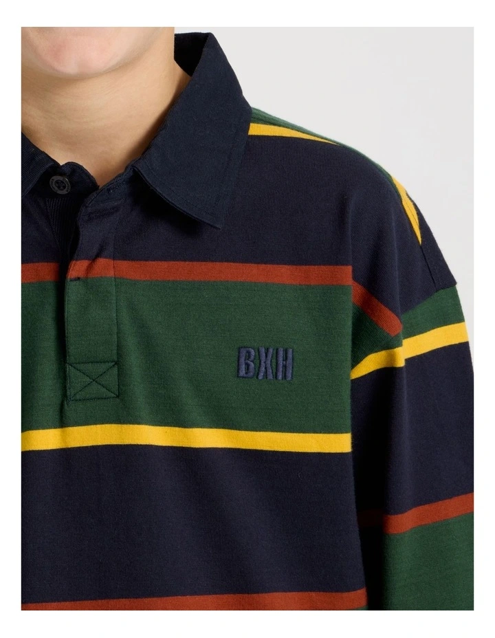 Long Sleeve Rugby Polo in Multicolour image 4