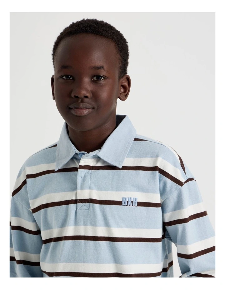 Long Sleeve Rugby Polo in Light Blue image 1