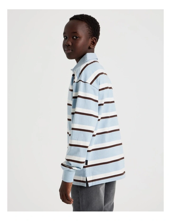 Long Sleeve Rugby Polo in Light Blue image 4