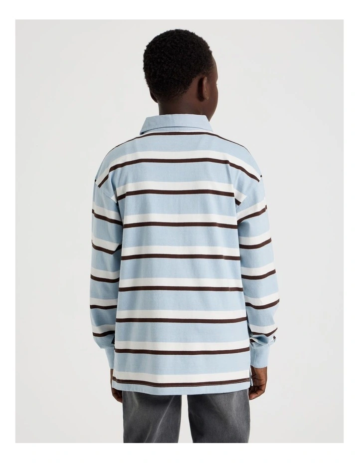 Long Sleeve Rugby Polo in Light Blue image 5