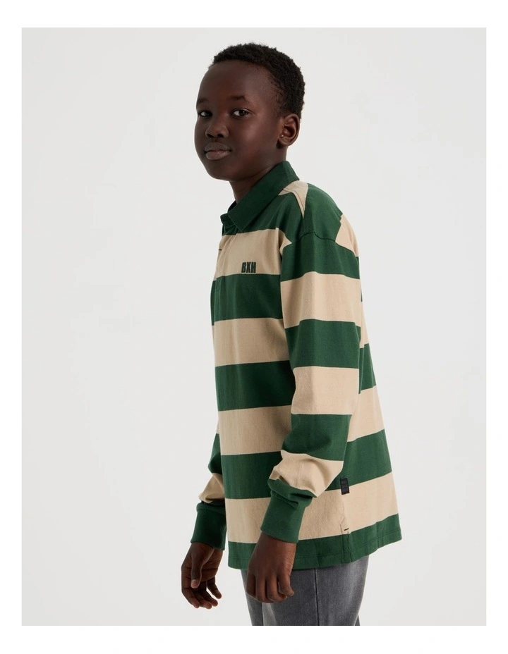 Long Sleeve Rugby Polo in Dark Green image 4