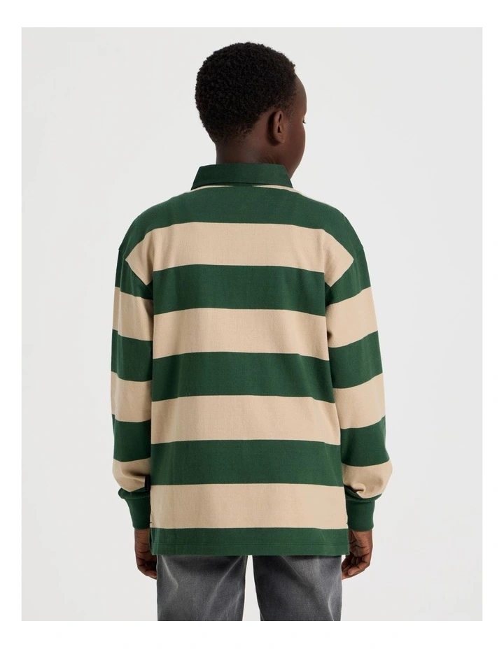 Long Sleeve Rugby Polo in Dark Green image 6