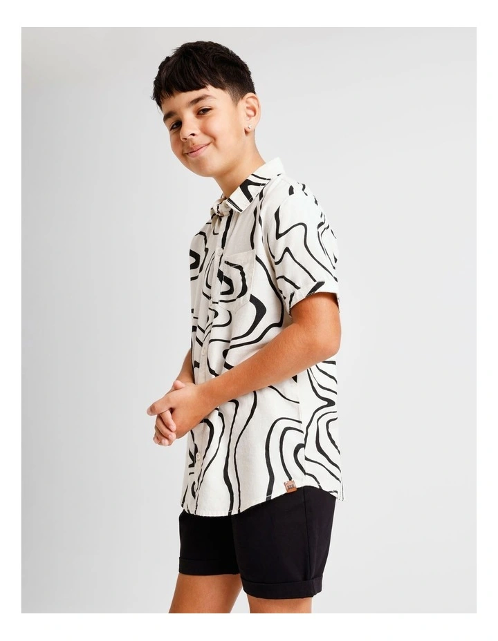 Linen All Over Print Shirt in Ecru image 4